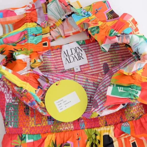 Alden Adair Mia Casablanca Red Orange Tropical Holiday Maxi Dress S NTW - Picture 11 of 11